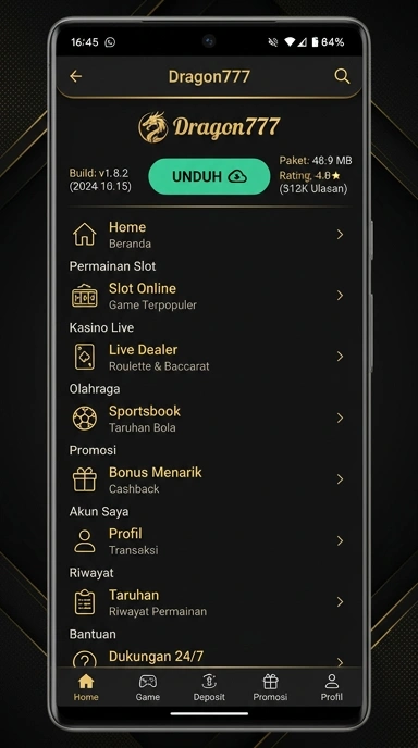 Tampilan halaman APK dragon777