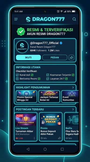 Tampilan kanal resmi dragon777